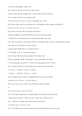 Chuyên đề Lịch sử 10 Ấn Độ thời phong kiến